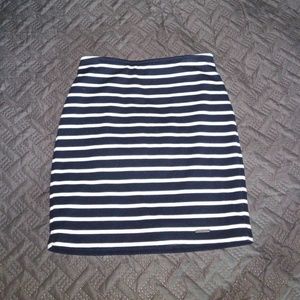 Striped Navy Blue Abercrombie Mid Skirt
